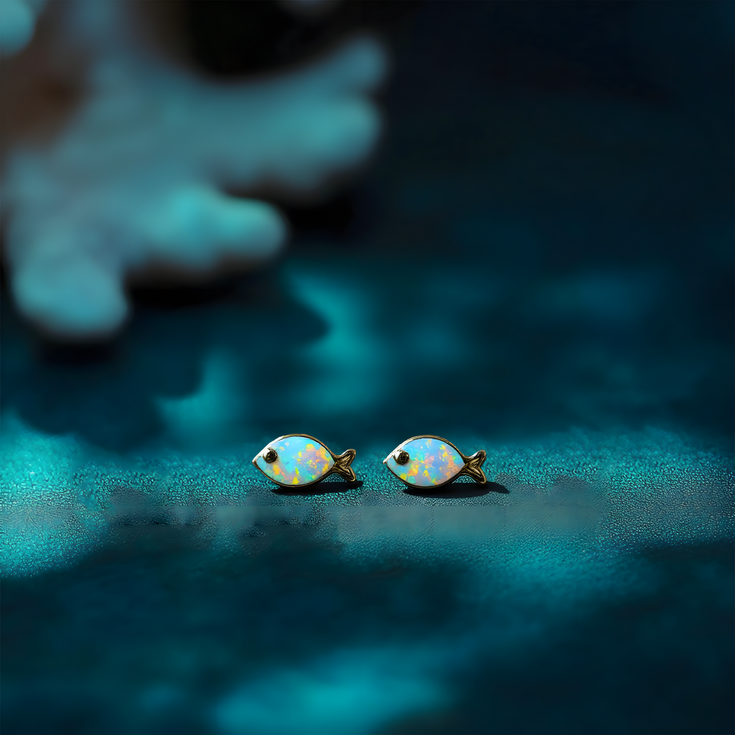 Fish Opal Stud Earrings