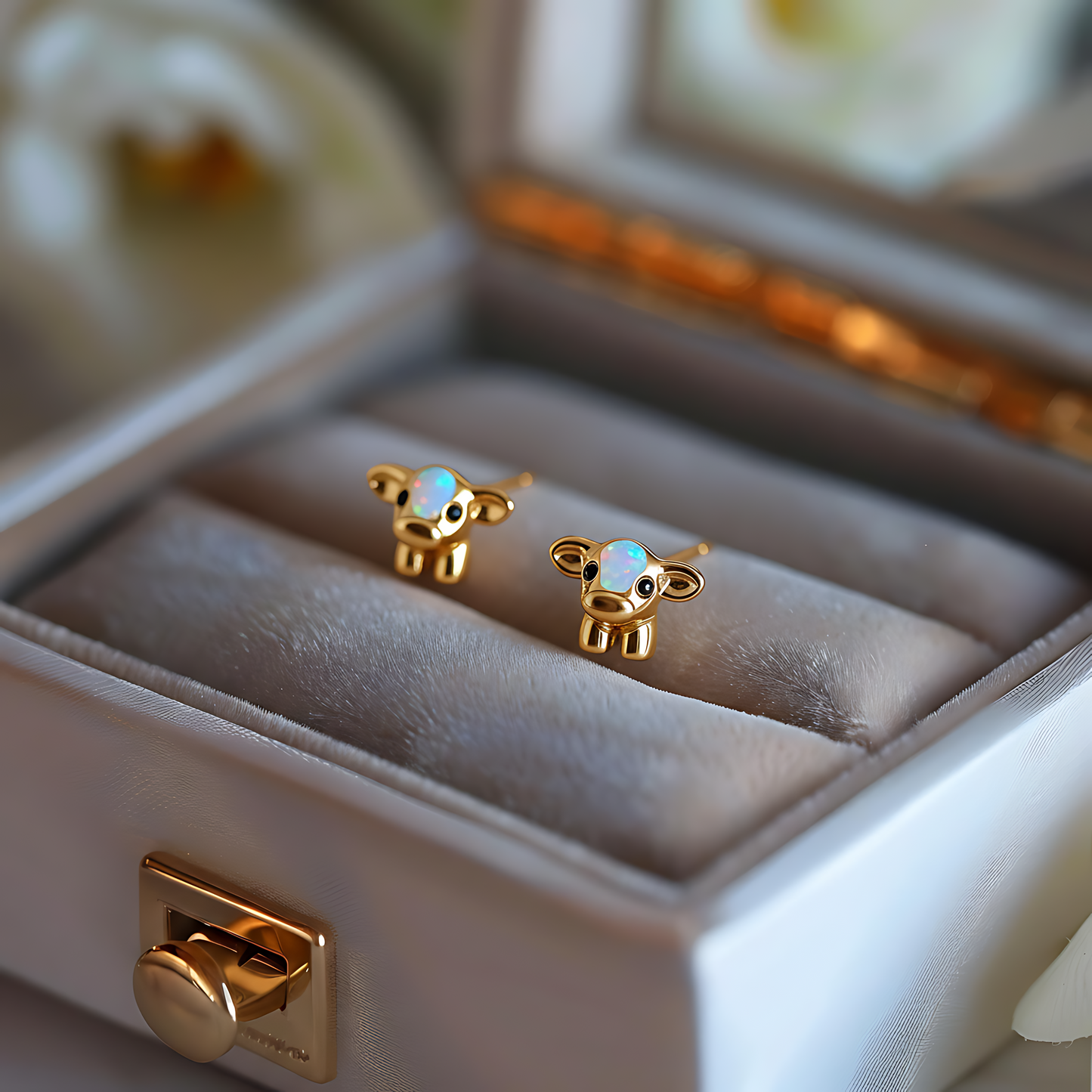 Cow Opal Stud Earrings