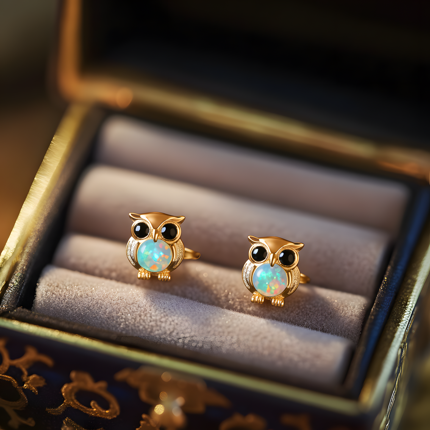 Owl Opal Stud Earrings