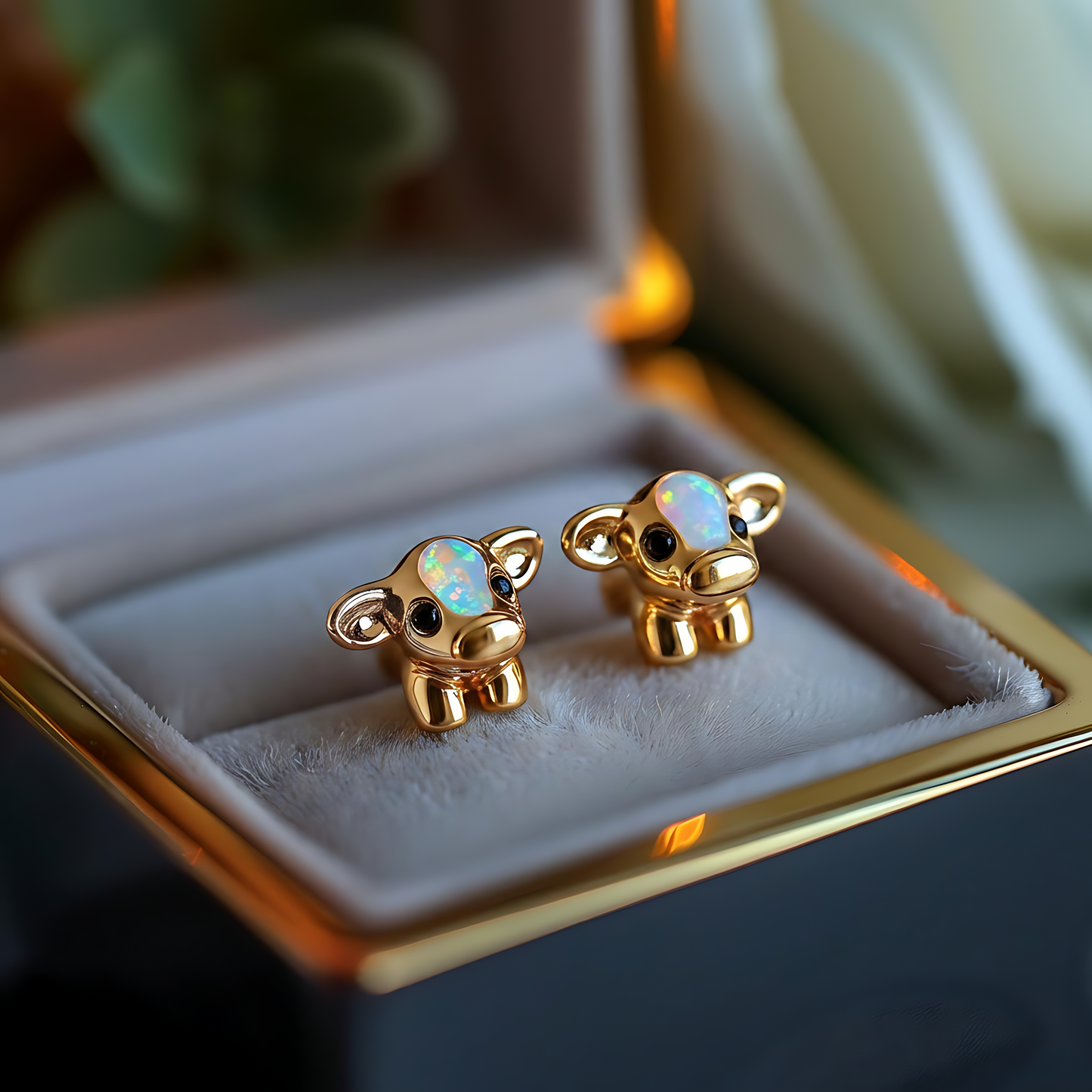 Cow Opal Stud Earrings