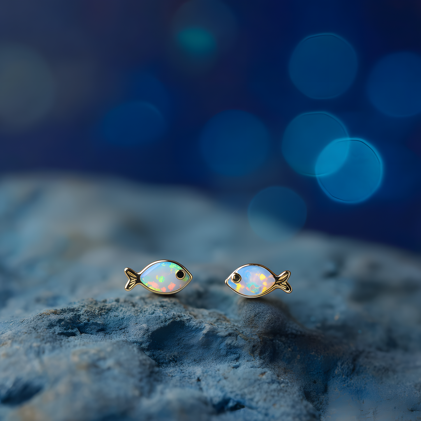 Fish Opal Stud Earrings