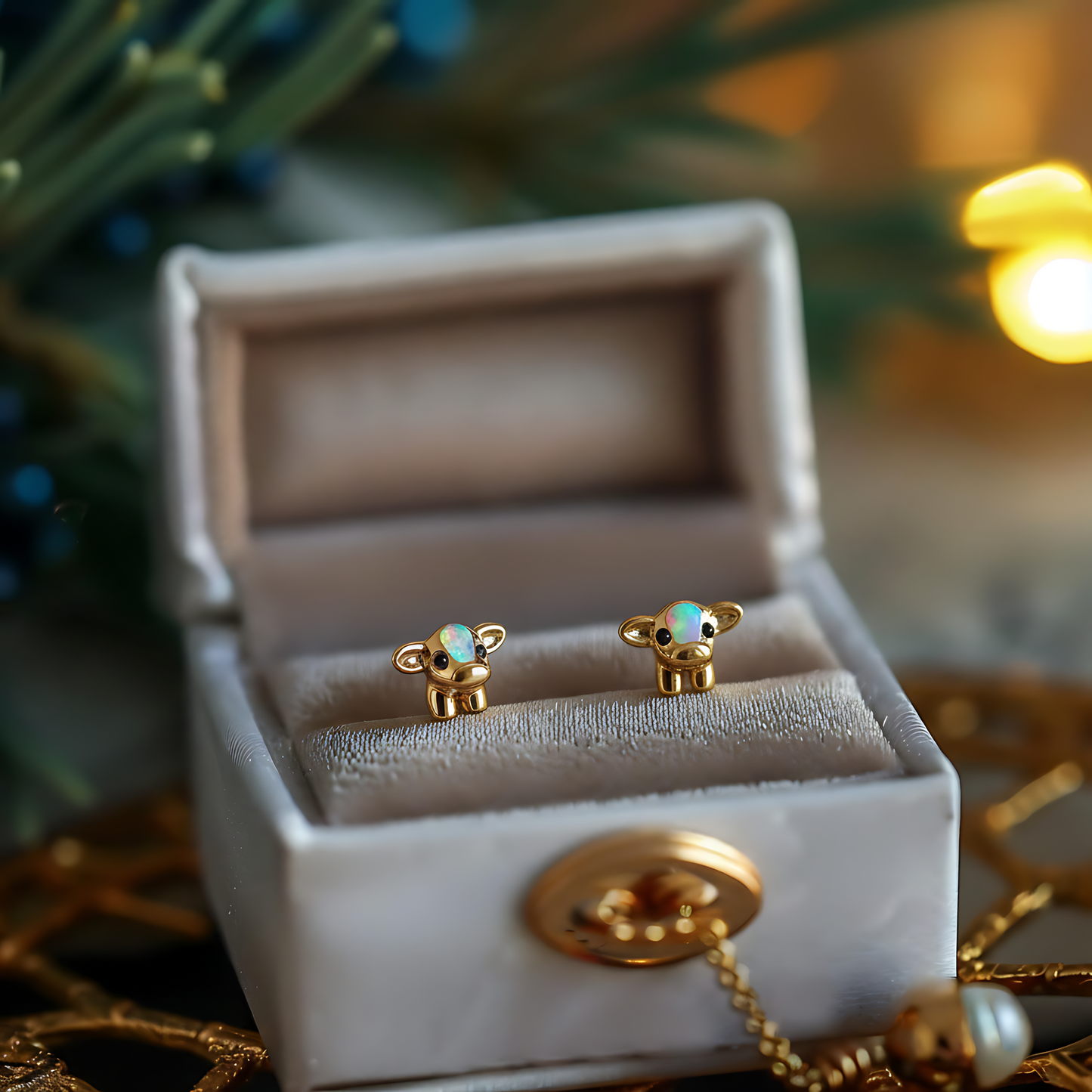 Cow Opal Stud Earrings