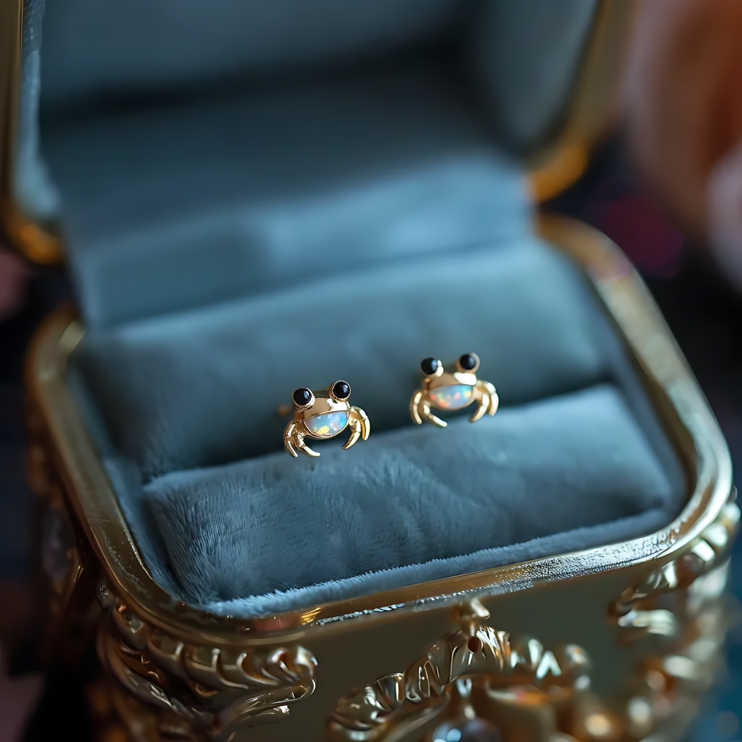 Crab Opal Stud Earrings