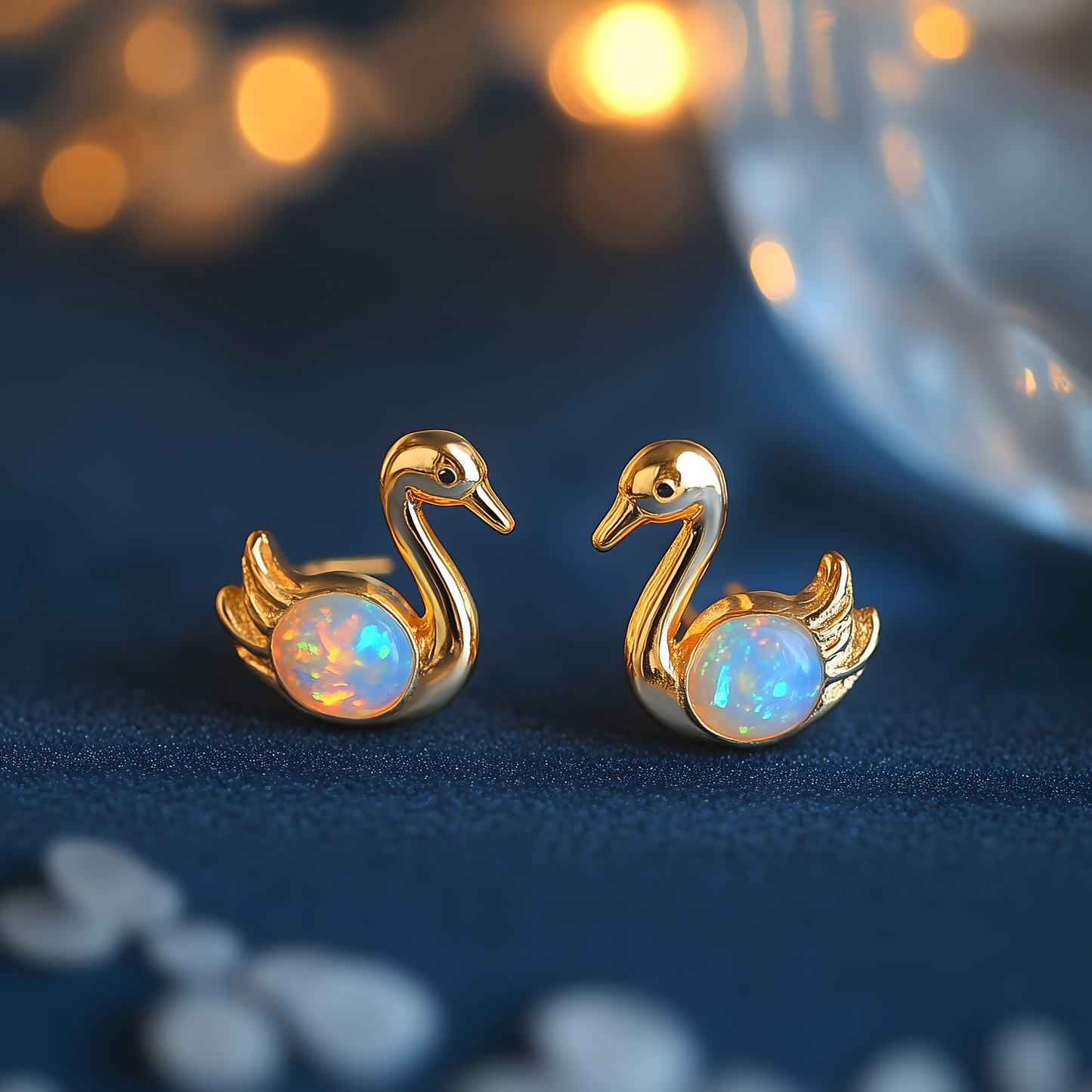 Swan Opal Stud Earrings