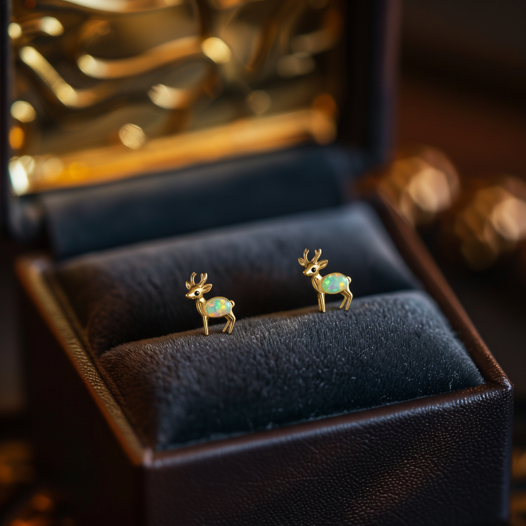Deer Opal Stud Earrings