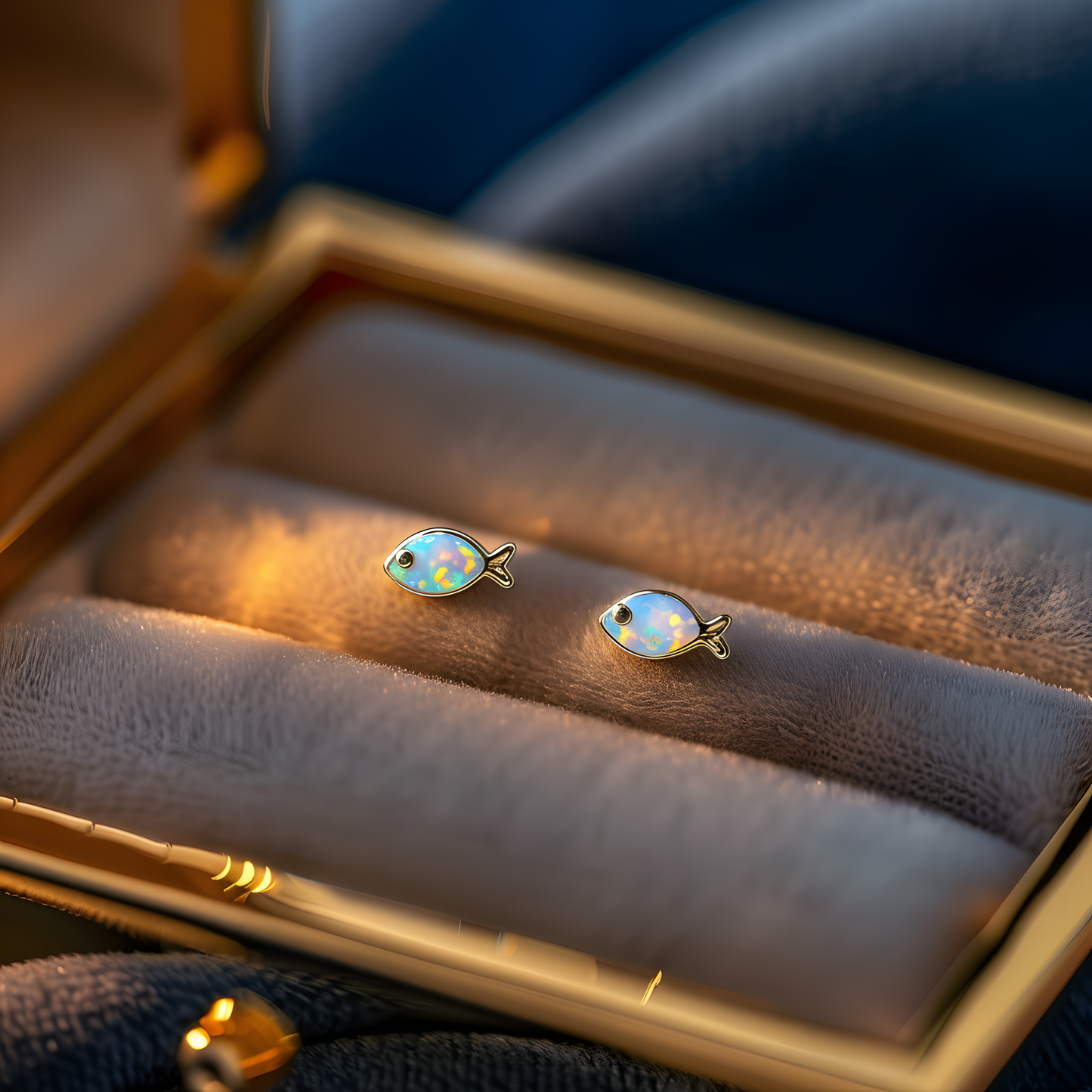 Fish Opal Stud Earrings