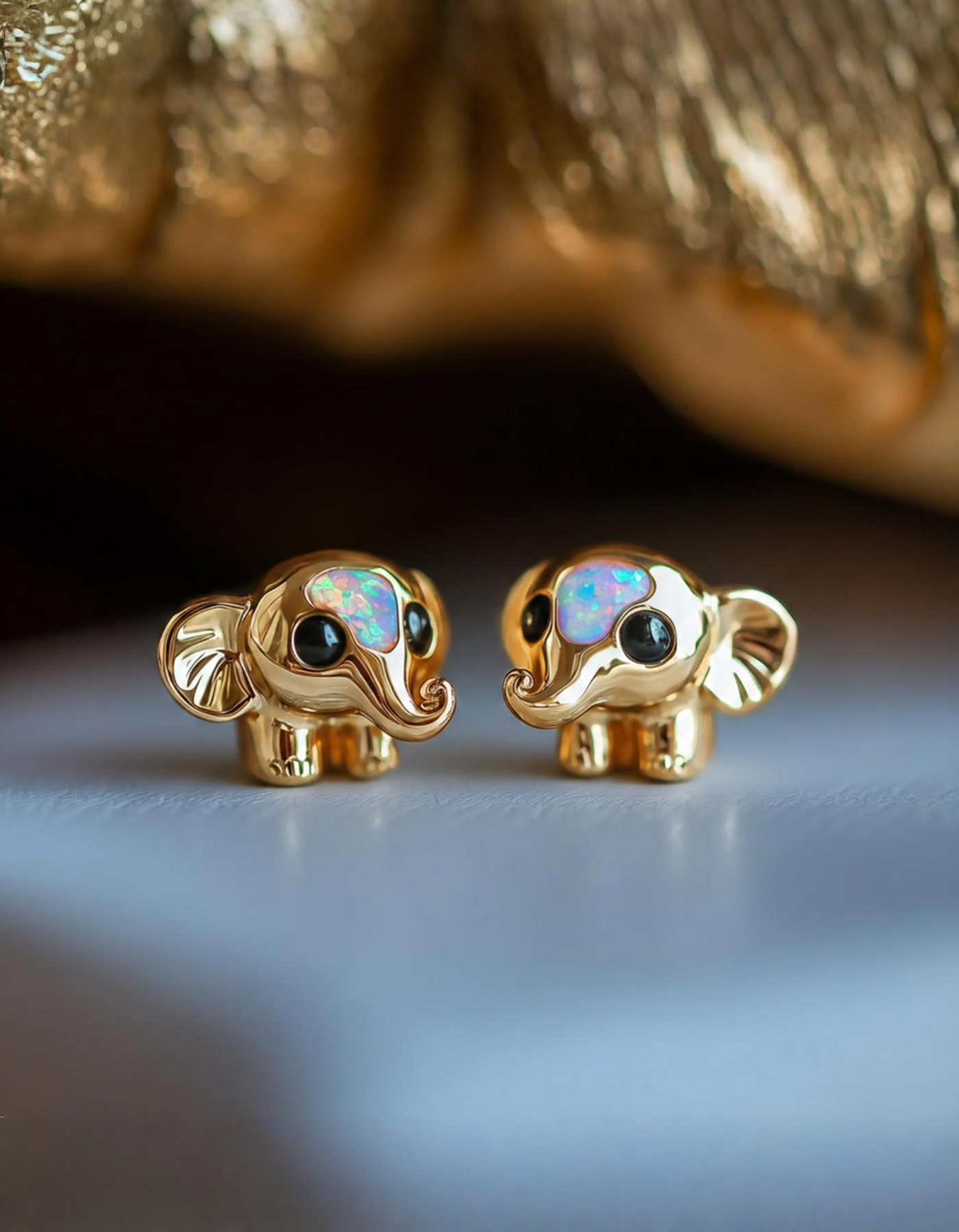 Elephant Opal Stud Earrings