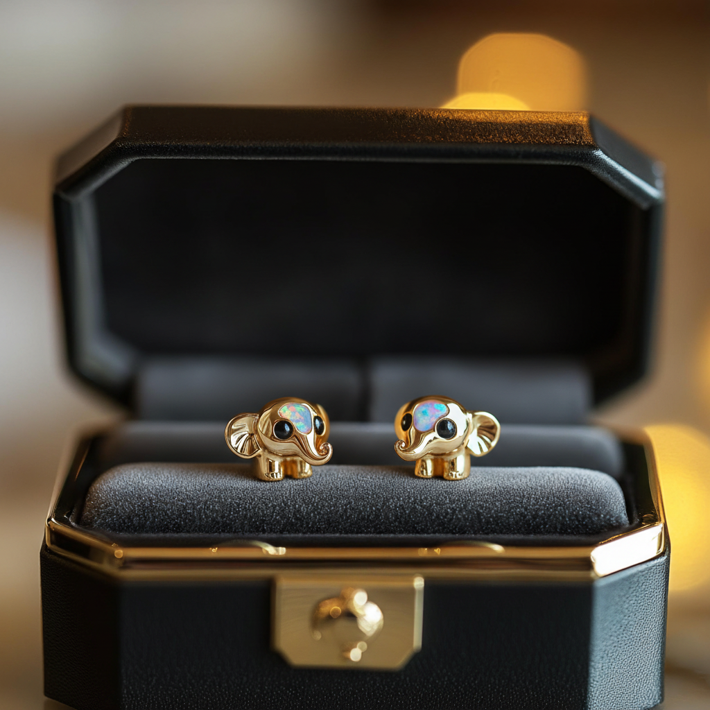 Elephant Opal Stud Earrings