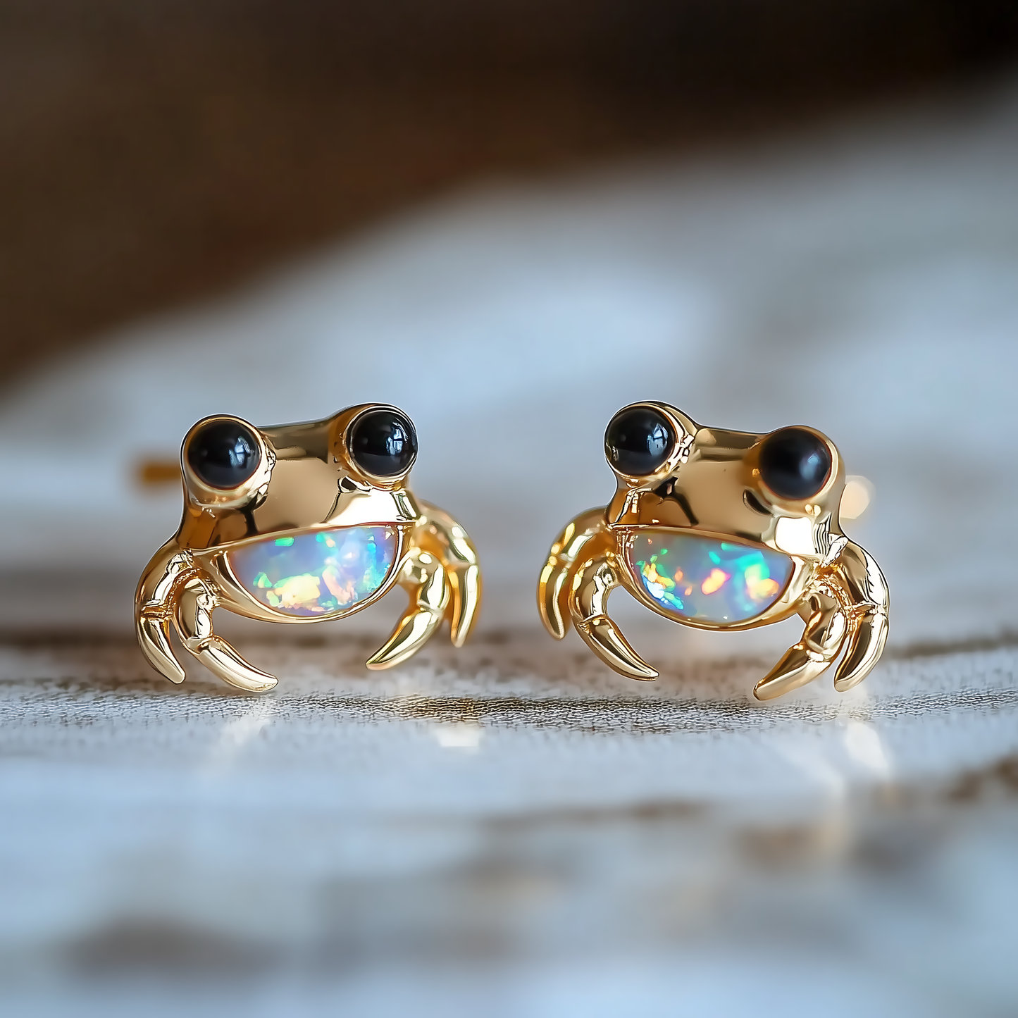 Crab Opal Stud Earrings