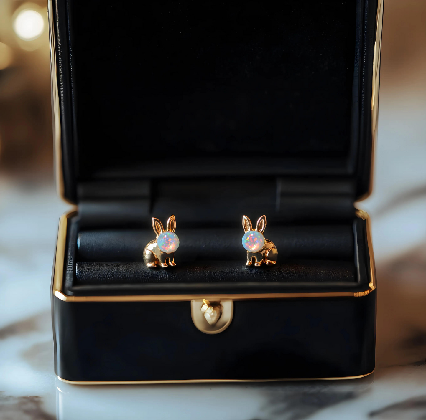 Rabbit Opal Stud Earrings