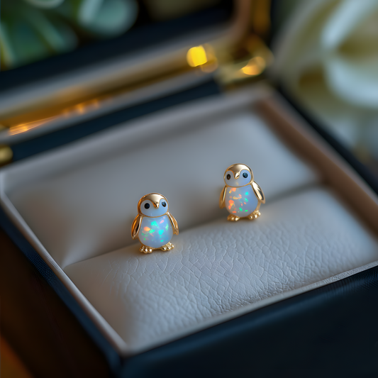 Penguin Opal Stud Earrings
