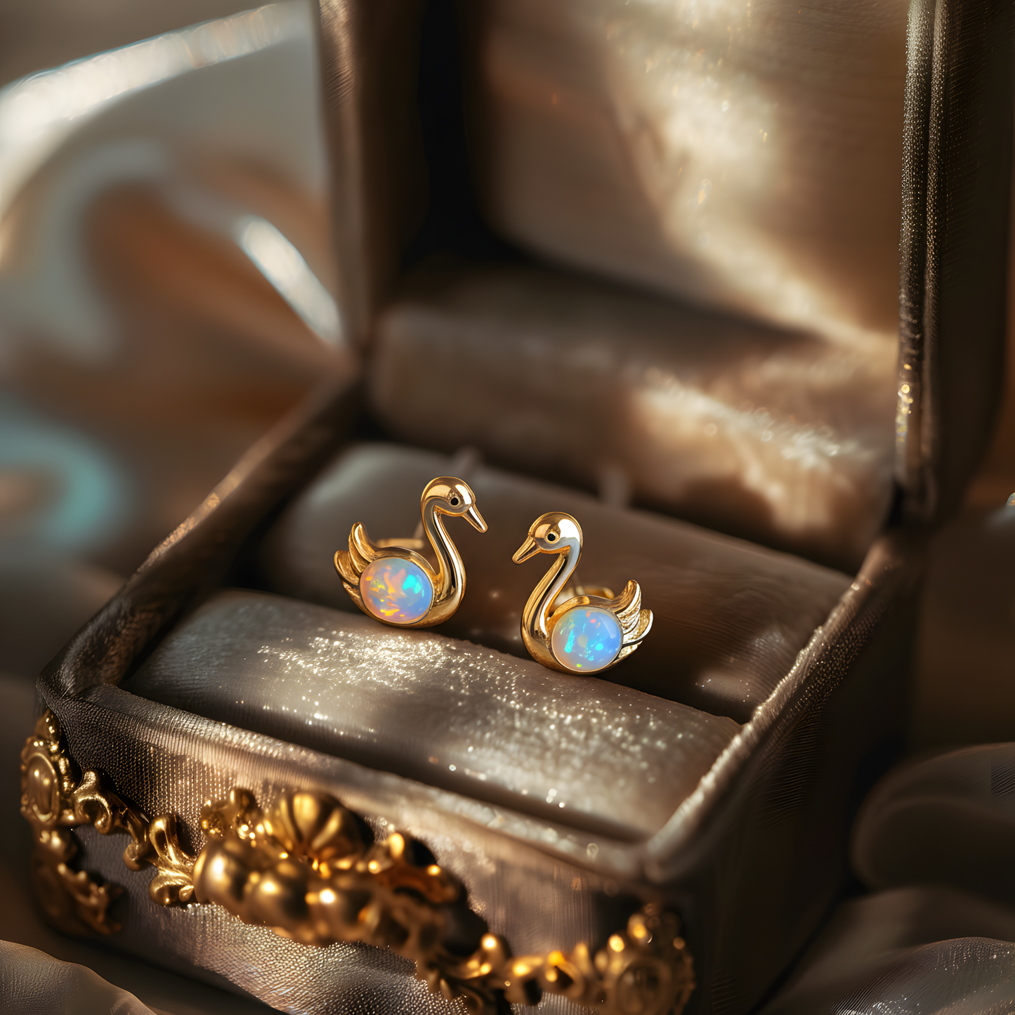 Swan Opal Stud Earrings