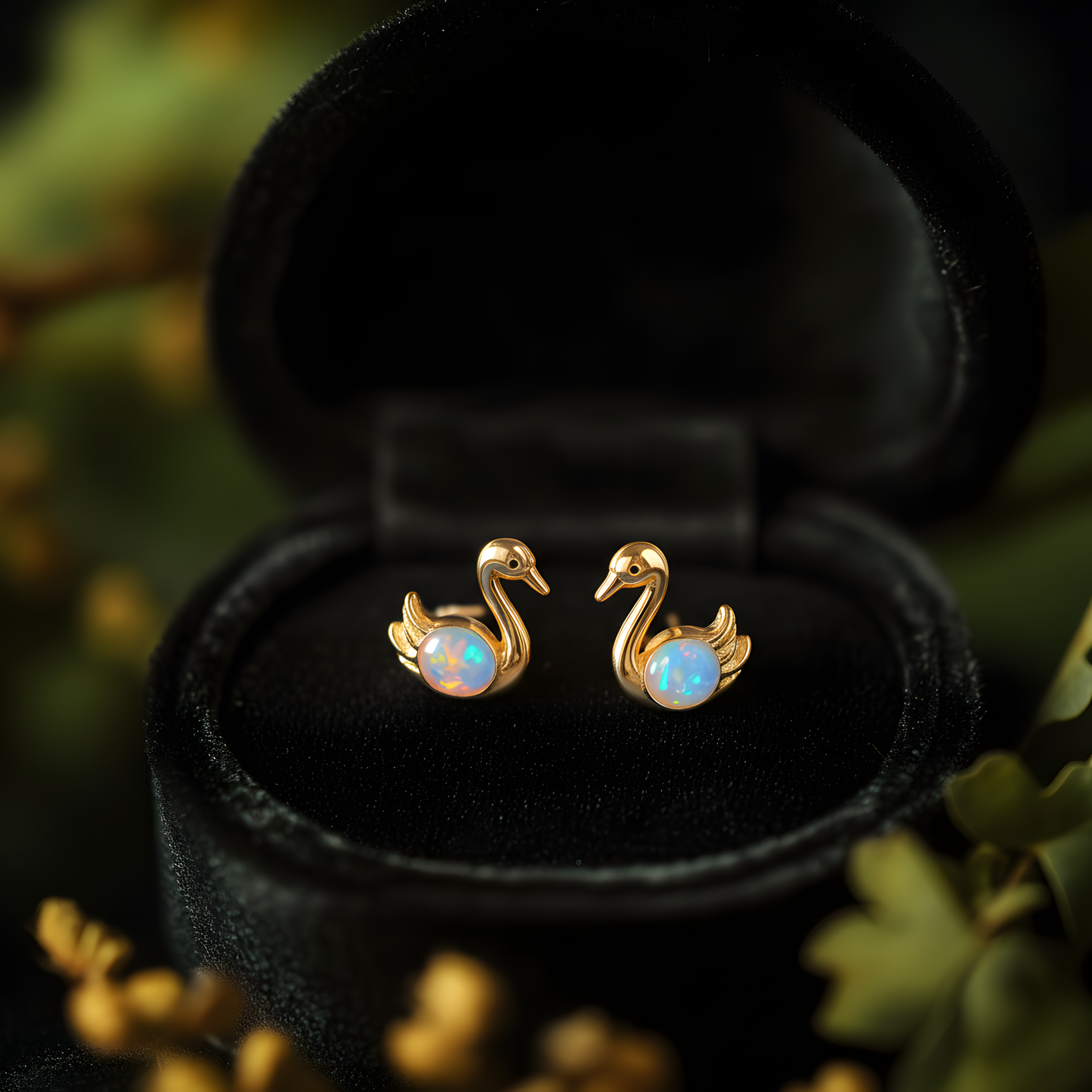Swan Opal Stud Earrings