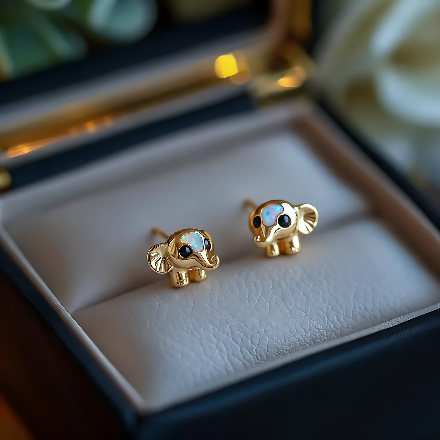 Elephant Opal Stud Earrings
