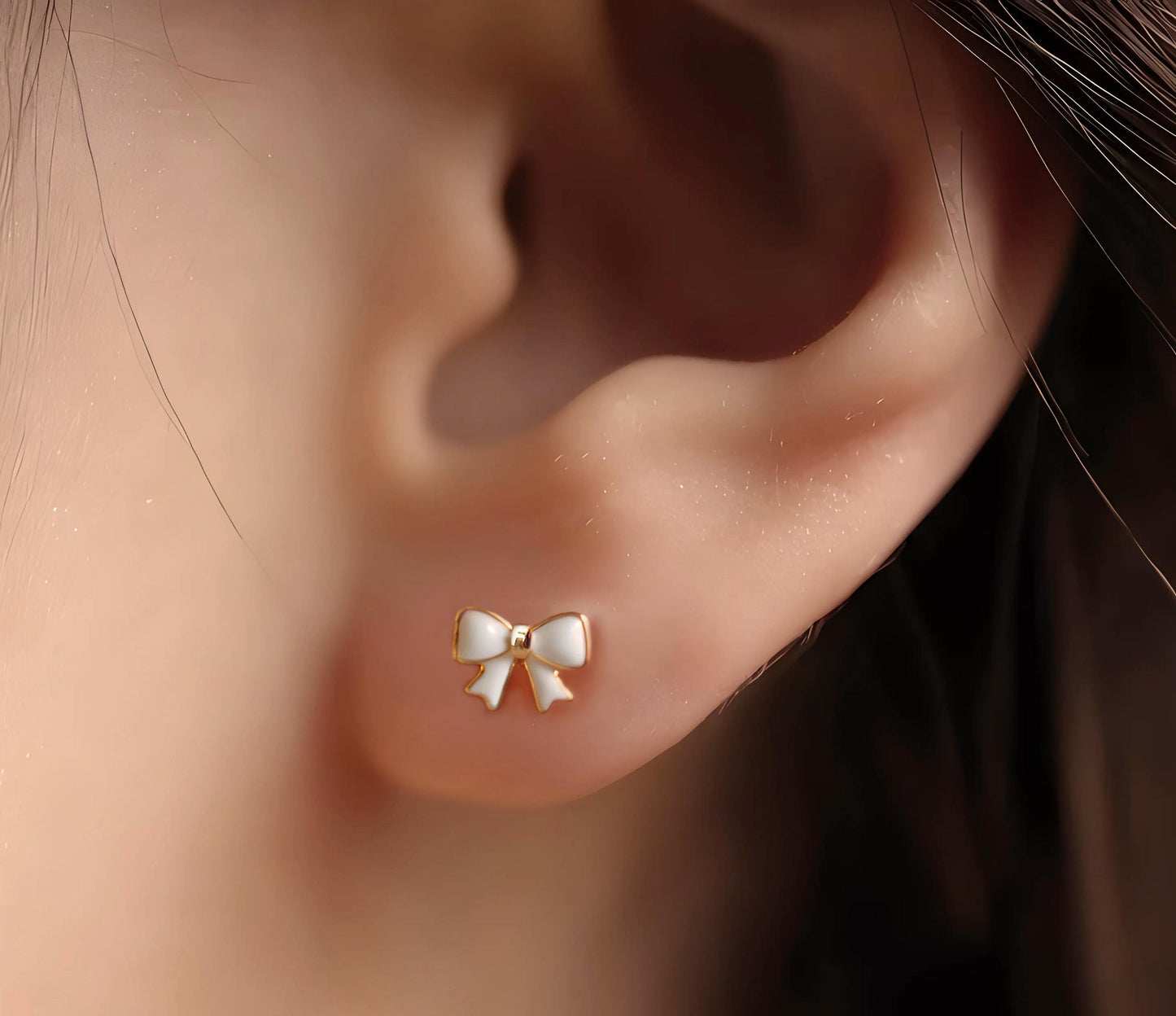 Vintage Ribbon Bow Stud Earrings