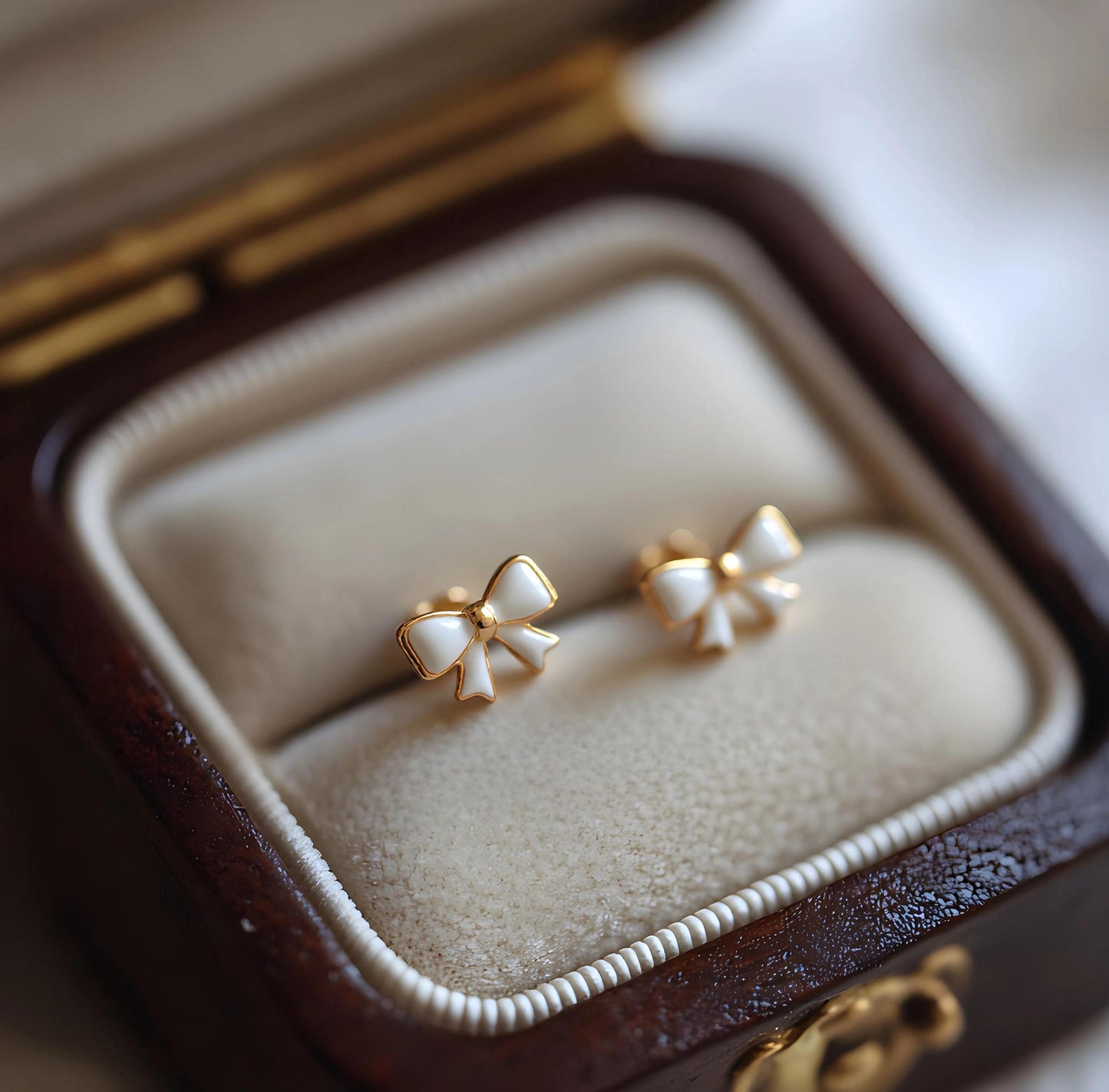 Vintage Ribbon Bow Stud Earrings