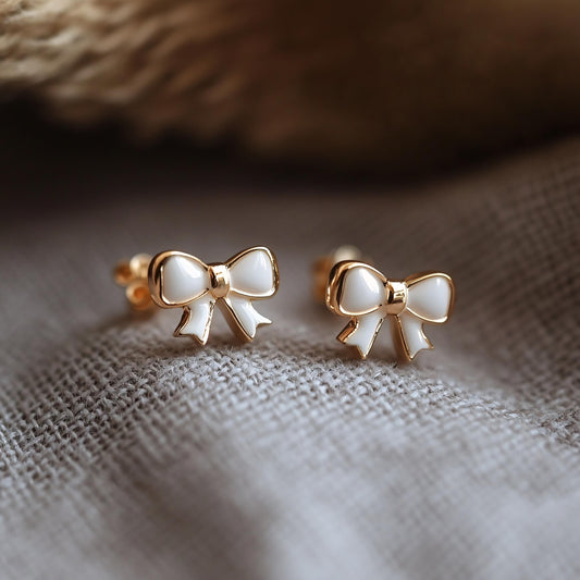 Vintage Ribbon Bow Stud Earrings