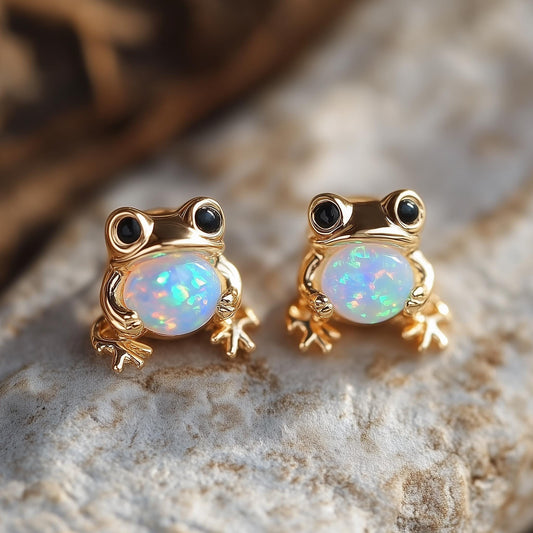 Frog Opal Stud Earrings
