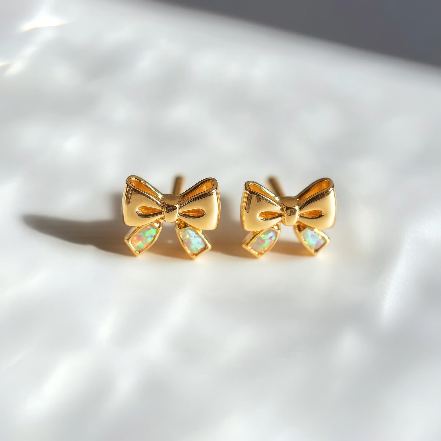 Ribbon Opal Stud Earrings