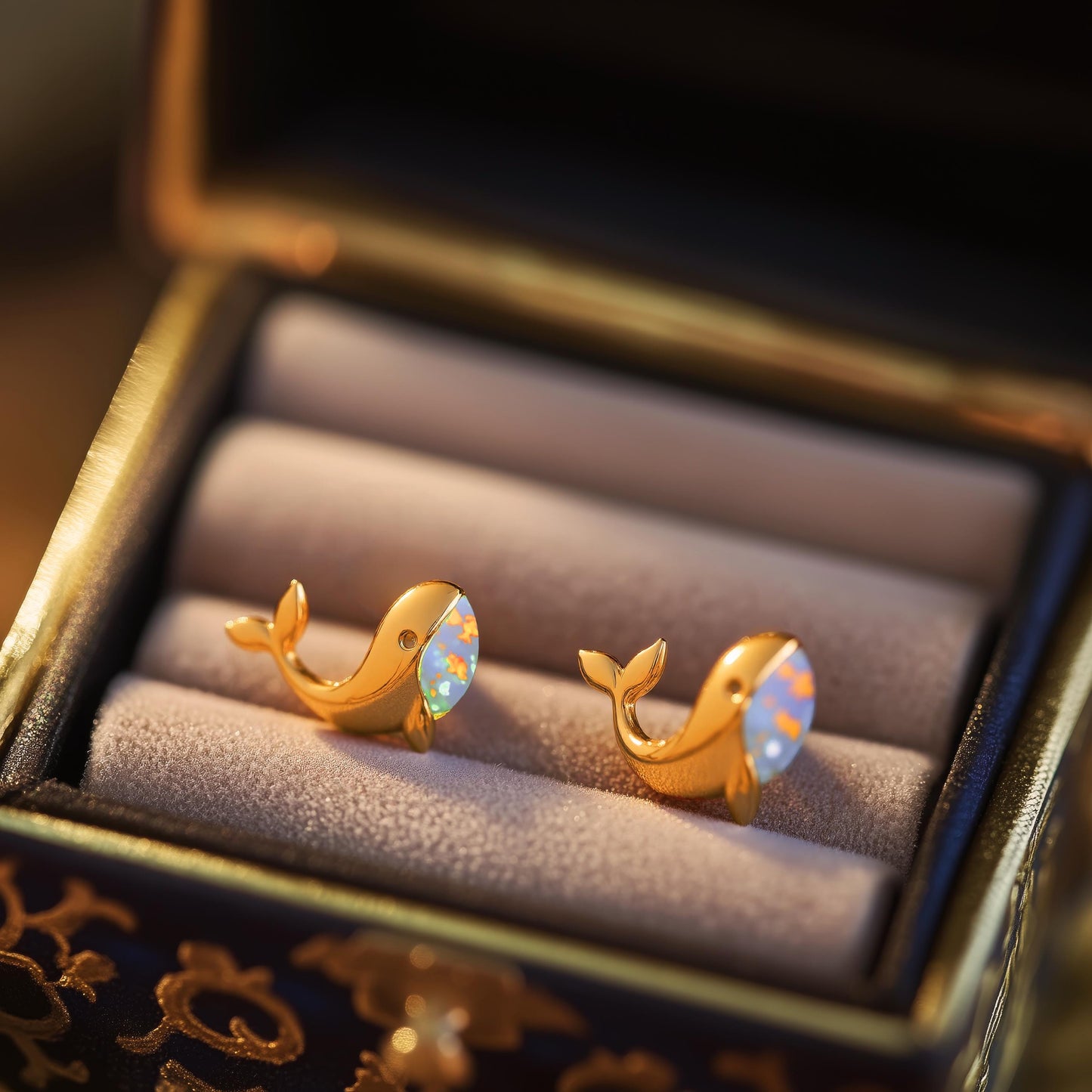 Whale Opal Stud Earrings