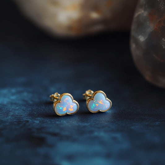 Cloud Opal Stud Earrings
