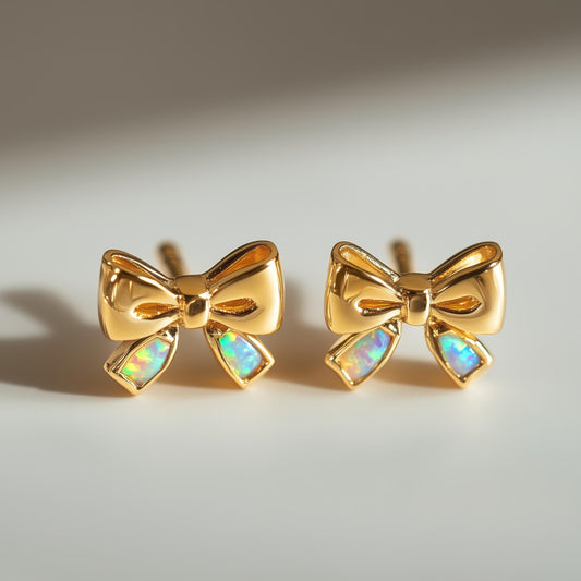 Ribbon Opal Stud Earrings