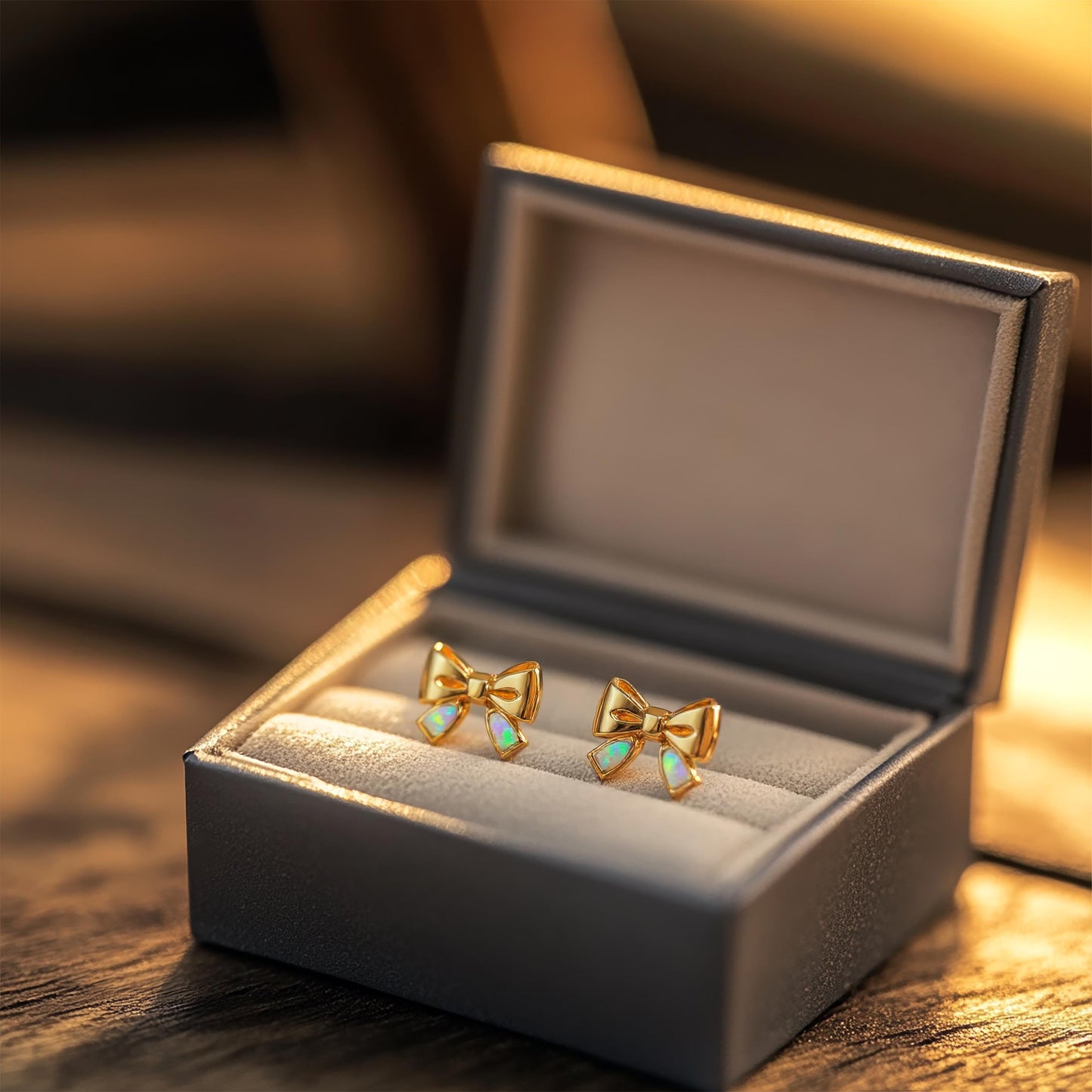 Ribbon Opal Stud Earrings