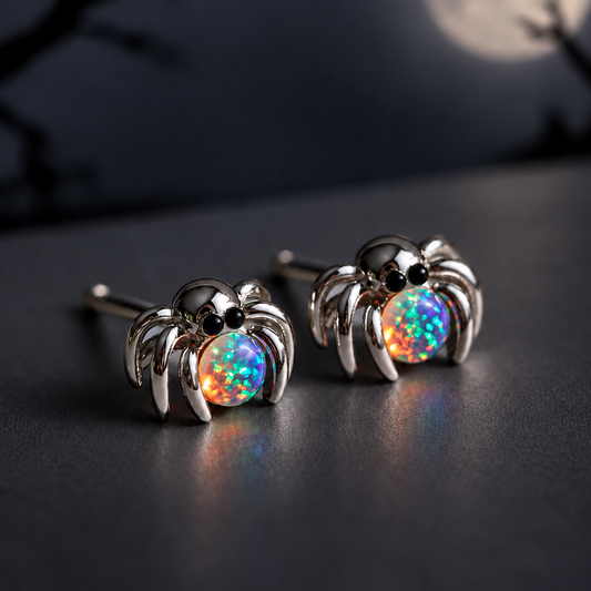 Spider Opal Stud Earrings