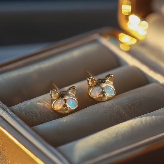 Raccoon Opal Stud Earrings