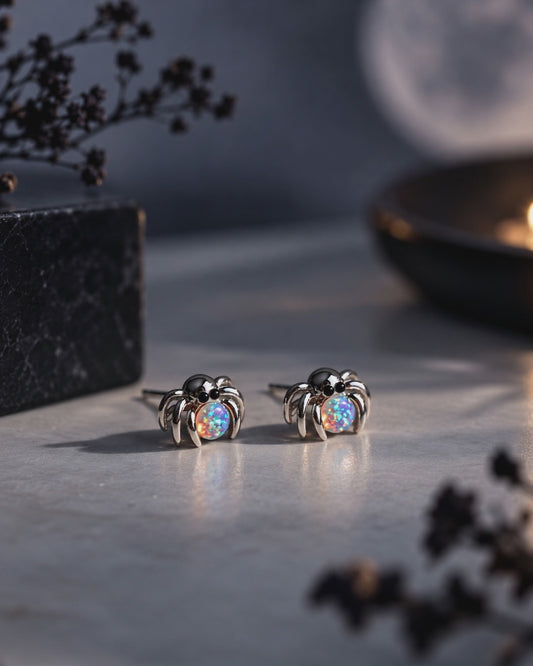 Spider Opal Stud Earrings