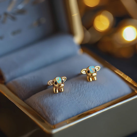 Cow Opal Stud Earrings