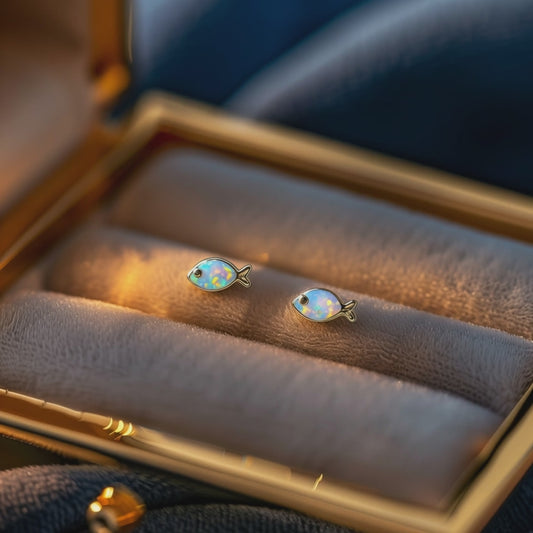 Fish Opal Stud Earrings