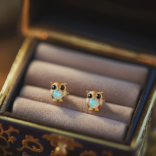 Owl Opal Stud Earrings