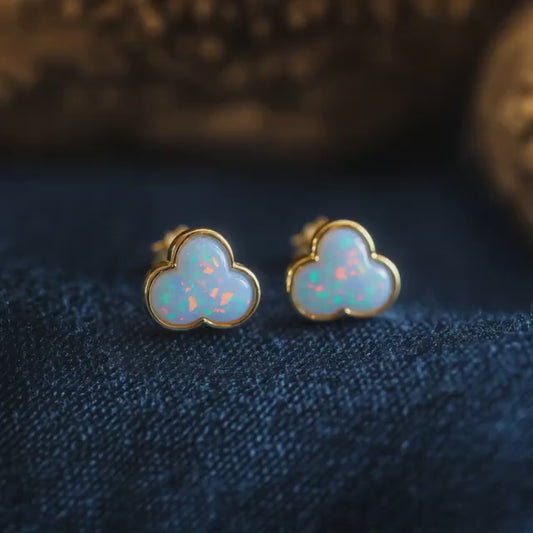 Cloud Opal Stud Earrings