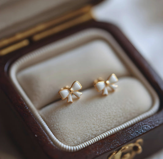 Vintage Ribbon Bow Stud Earrings