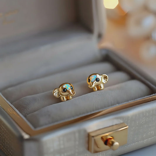 Elephant Opal Stud Earrings