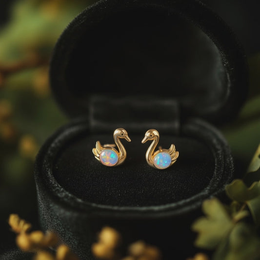 Swan Opal Stud Earrings