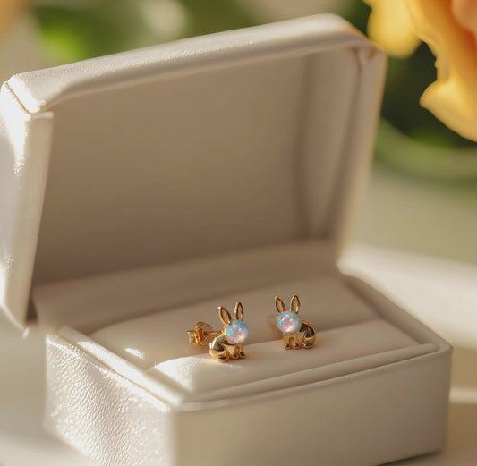 Rabbit Opal Stud Earrings