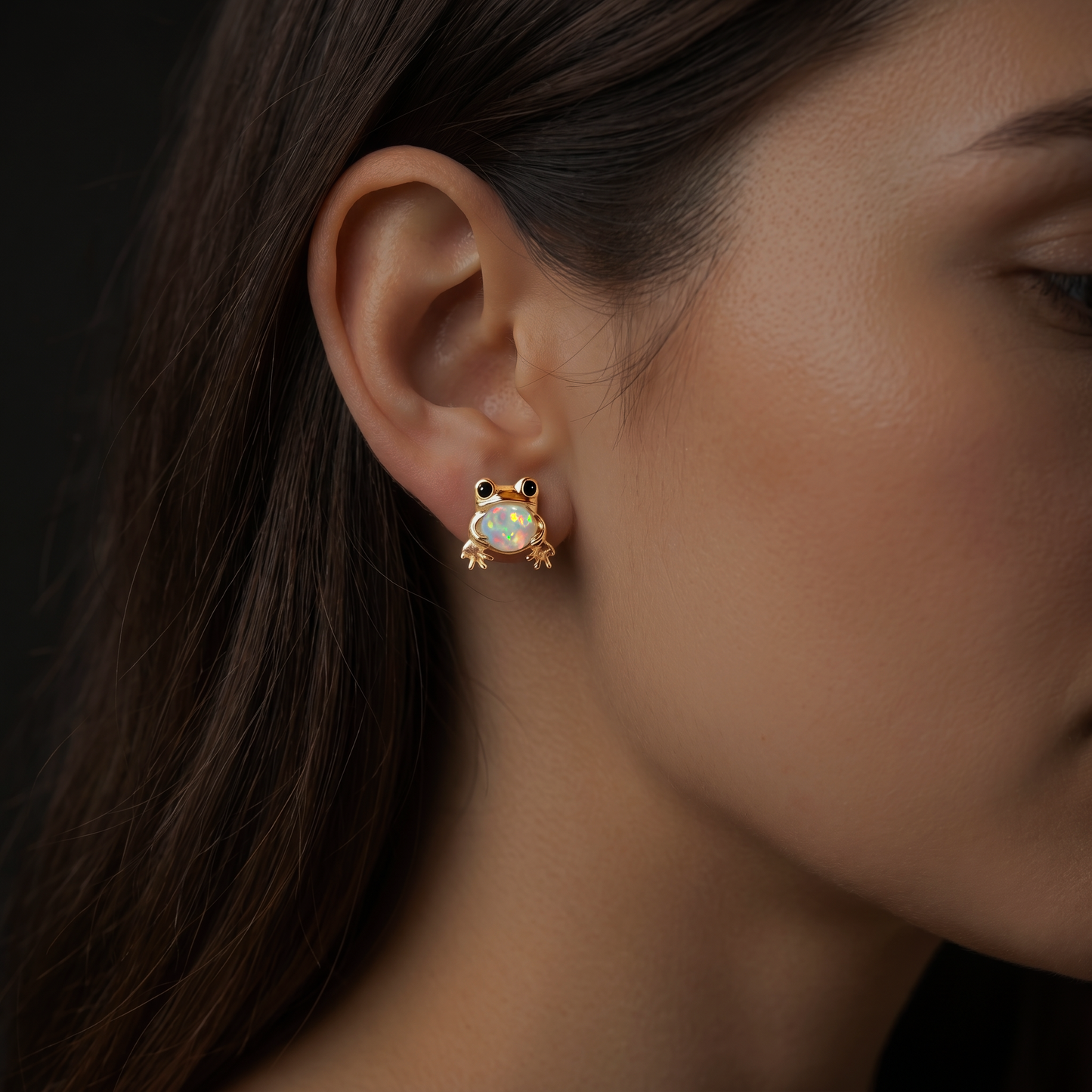 Frog Opal Stud Earrings
