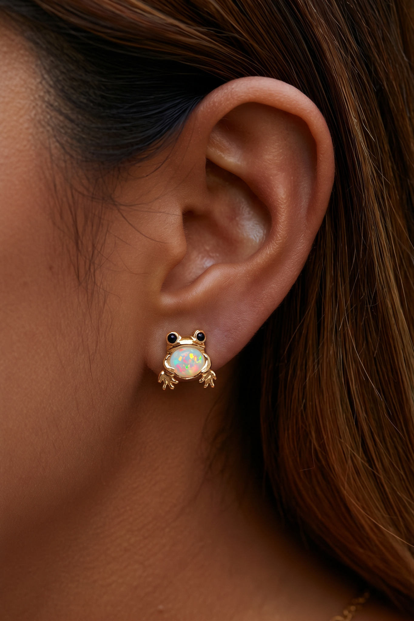 Frog Opal Stud Earrings