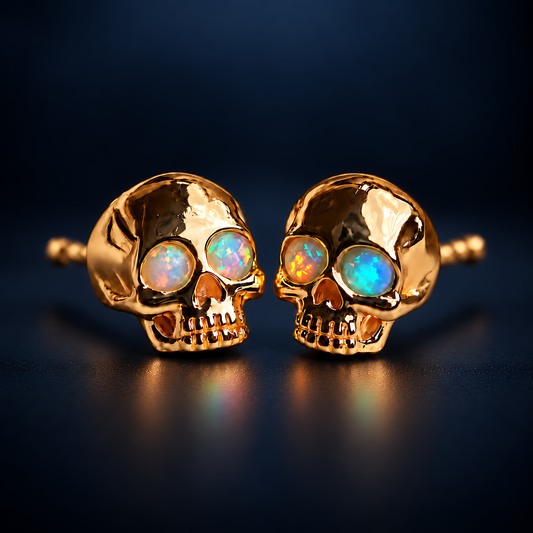 Skull Opal Stud Earrings